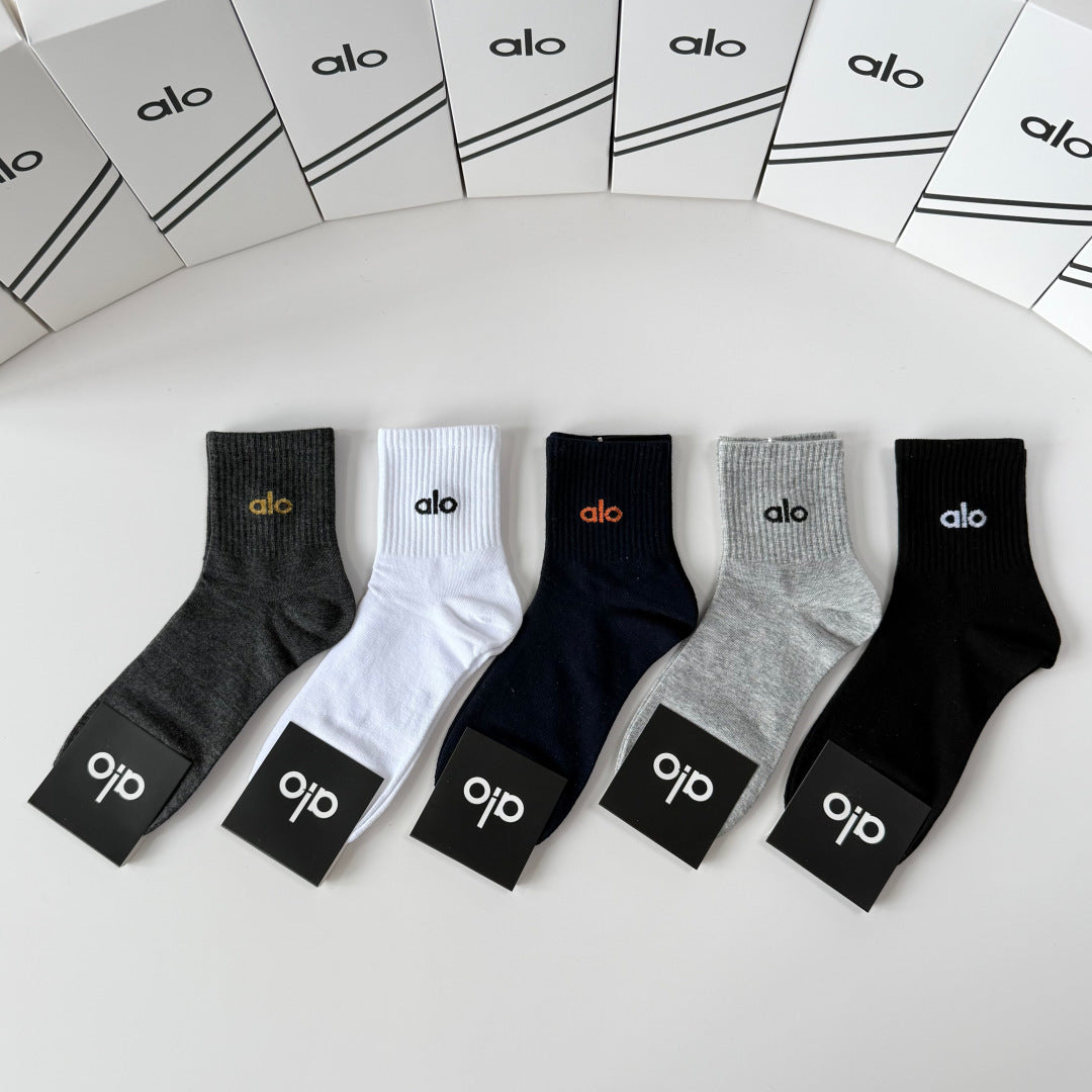 Alo Yoga Comfort Knee-High Socks – 5-Pair Set #001