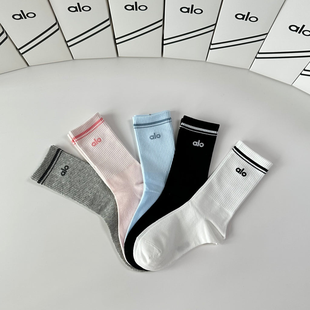 Alo Yoga Comfort Crew Socks – 5-Pair Set #002