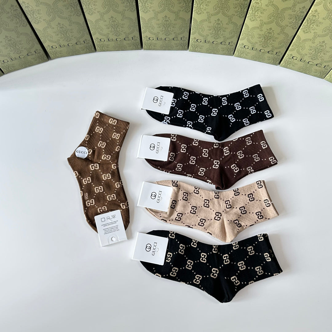 Gucci Comfort Crew Socks – 5-Pair Set #004
