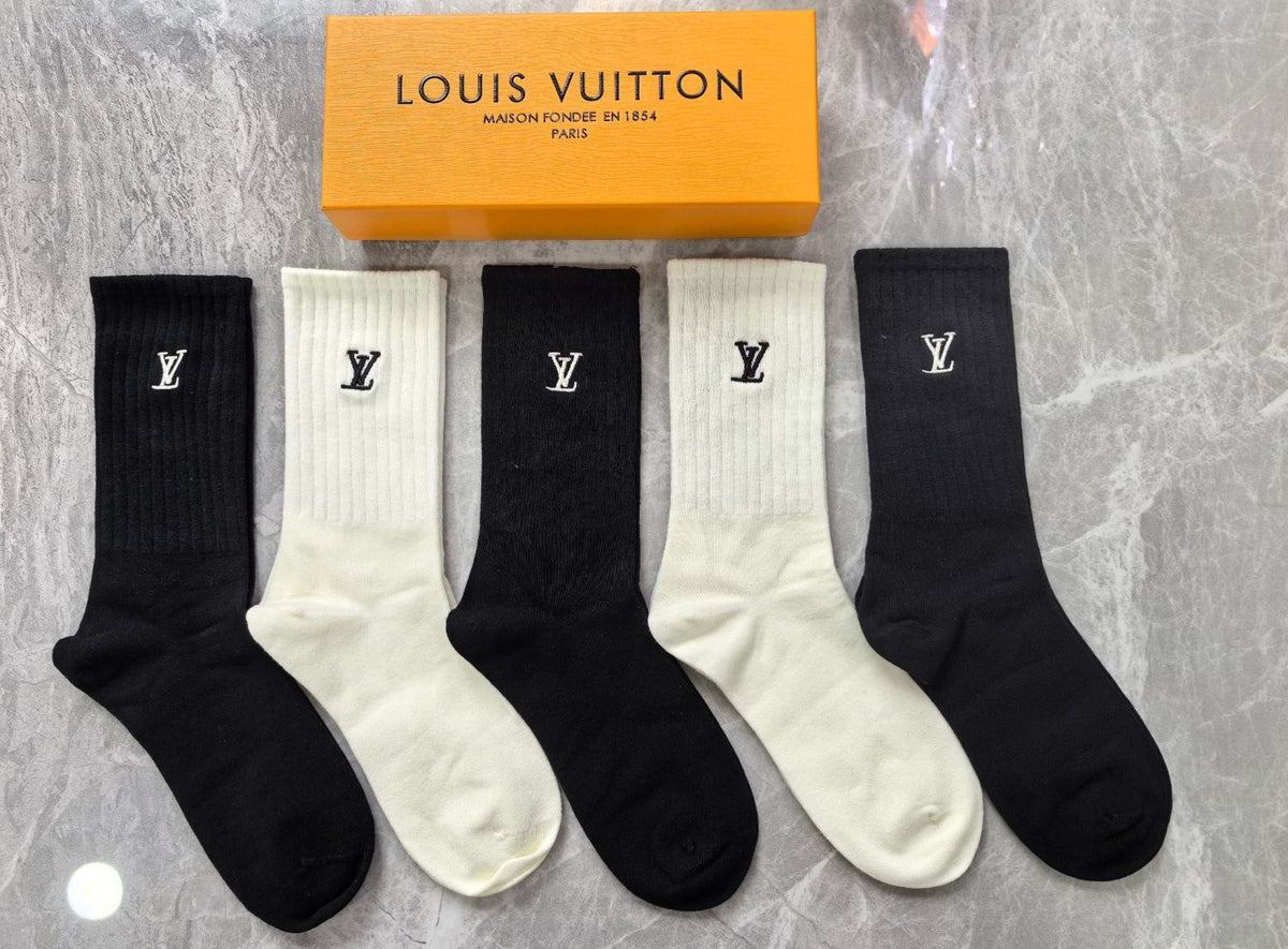 Louis Vuitton Comfort Crew Socks – 5-Pair Set #002