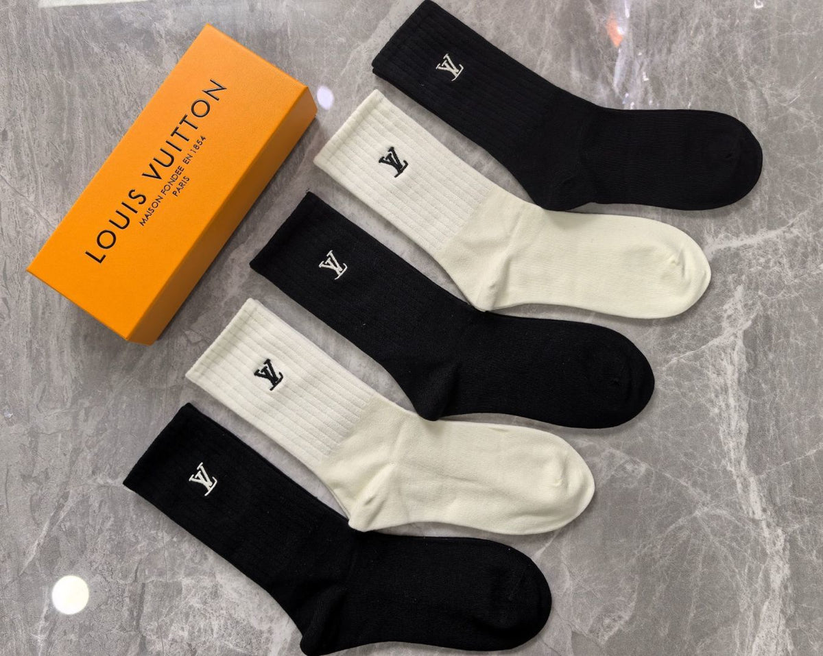 Louis Vuitton Comfort Crew Socks – 5-Pair Set #002