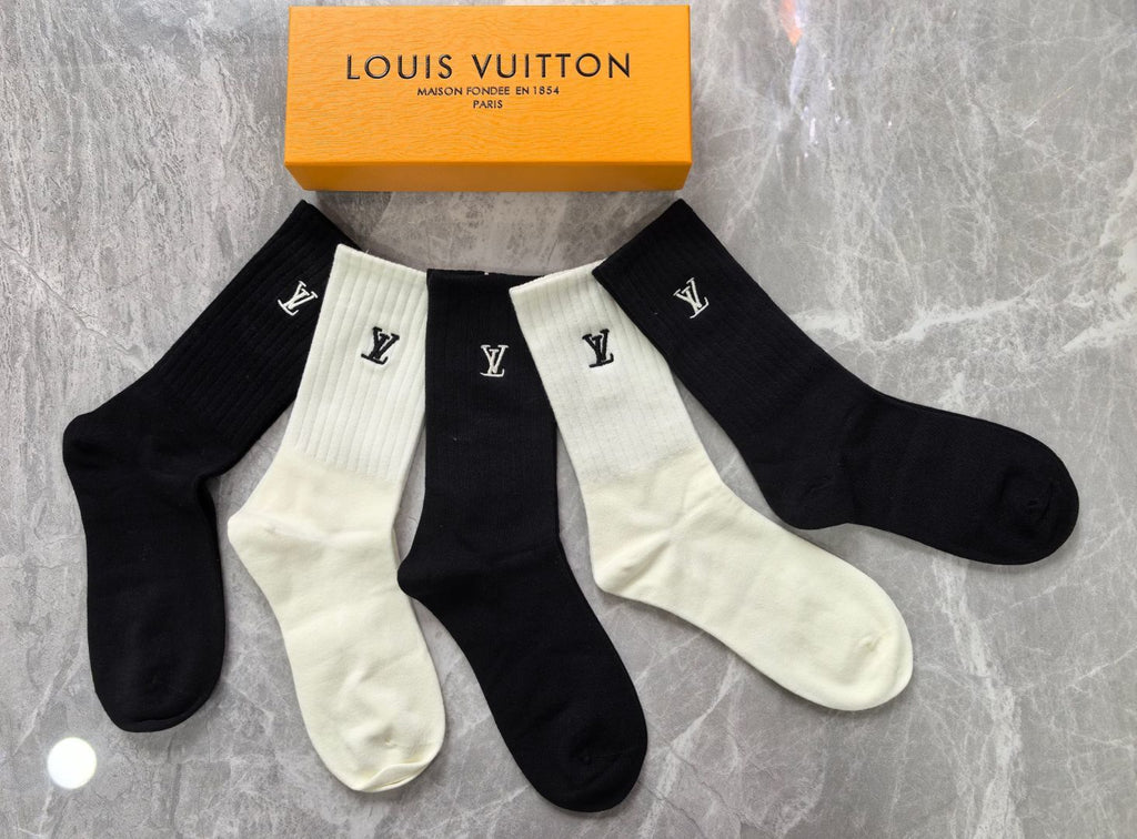 Louis Vuitton Comfort Crew Socks – 5-Pair Set #002