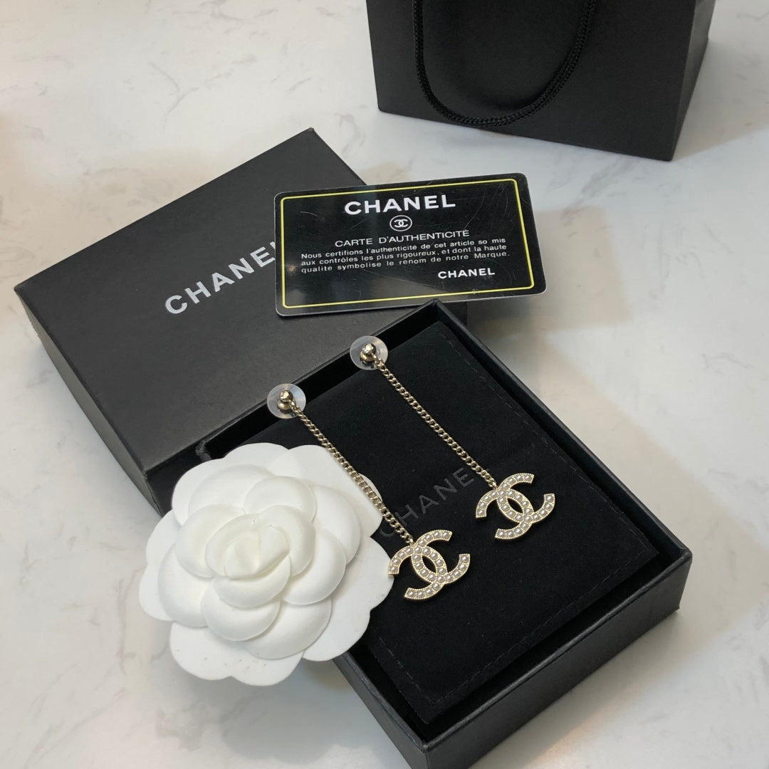 CHANEL Pearl Tassel Earrings