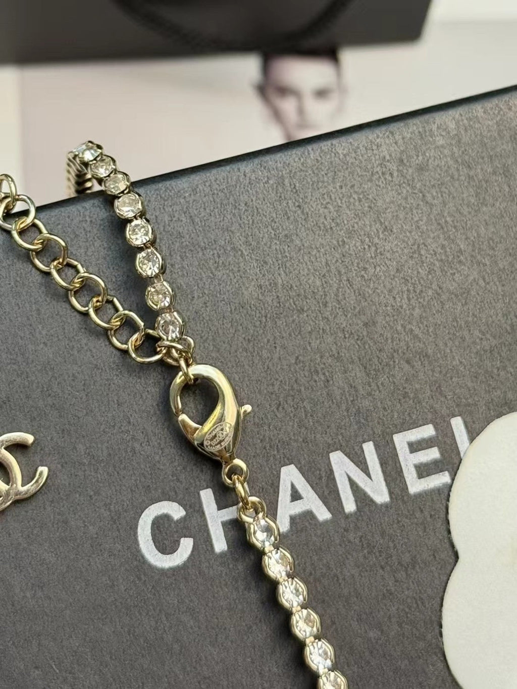 CHANEL Crystal Long Necklace