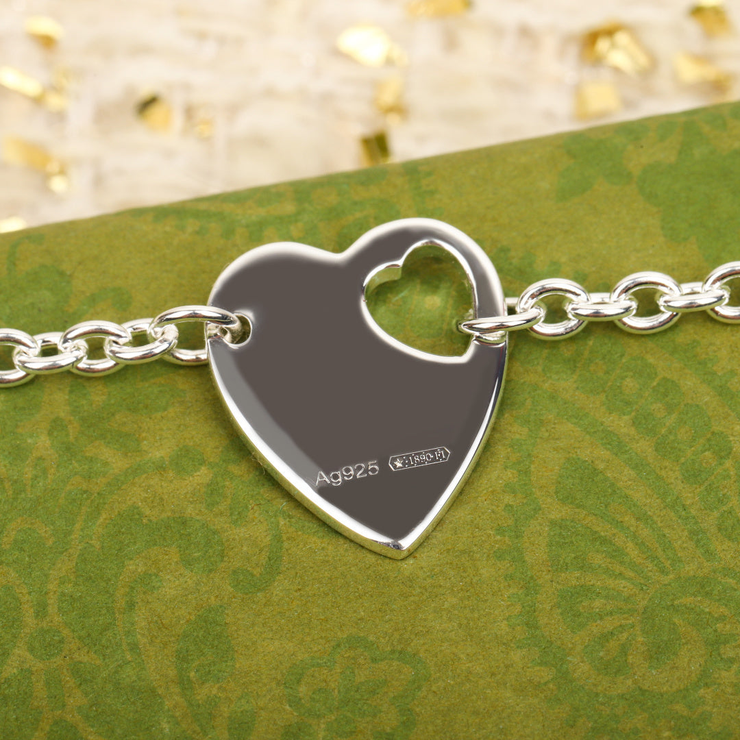 GUCCI 925 Sterling Silver Heart Lock Earrings