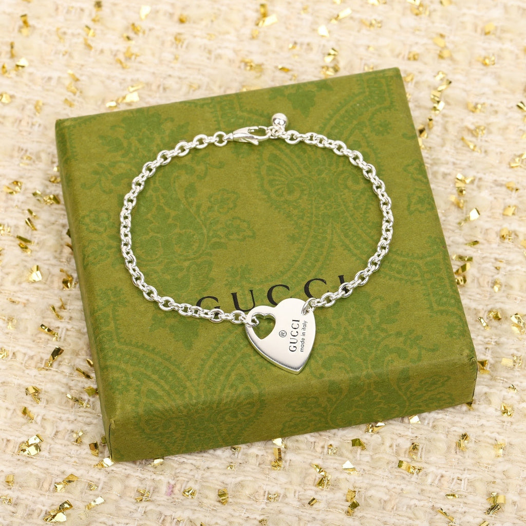 GUCCI 925 Sterling Silver Heart Lock Earrings