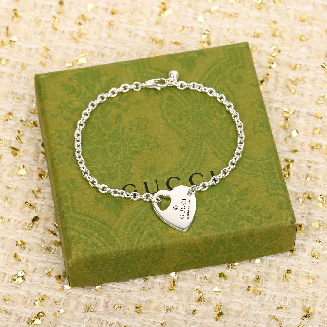 GUCCI 925 Sterling Silver Heart Lock Earrings
