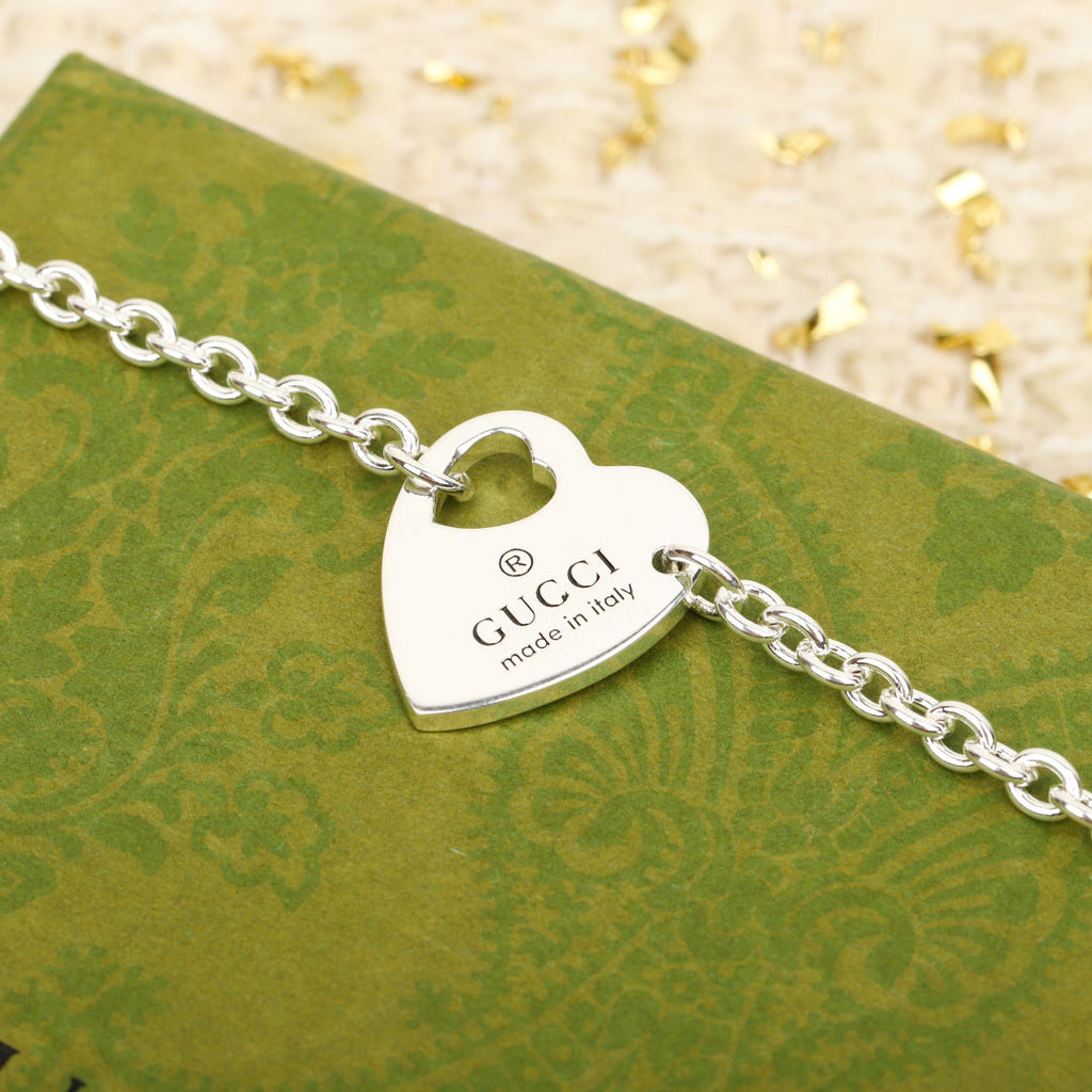 GUCCI 925 Sterling Silver Heart Lock Earrings