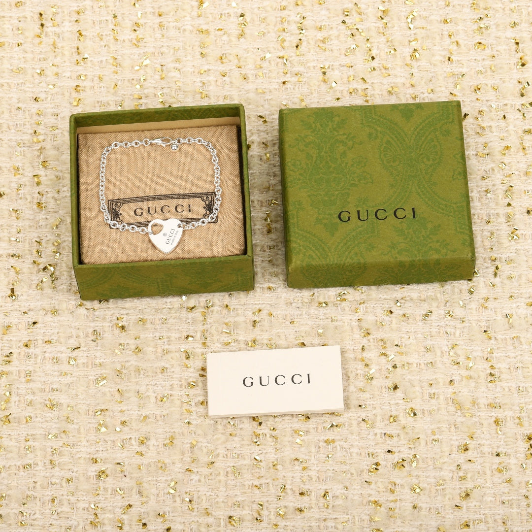 GUCCI 925 Sterling Silver Heart Lock Earrings