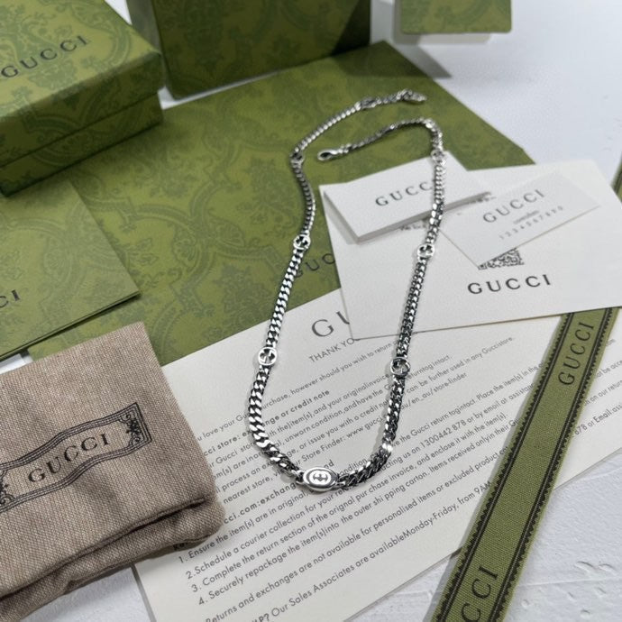 GUCCI Enamel Interlocking-G Wide Necklace