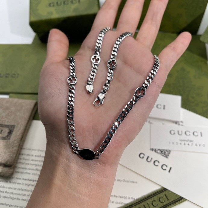 GUCCI Enamel Interlocking-G Wide Necklace