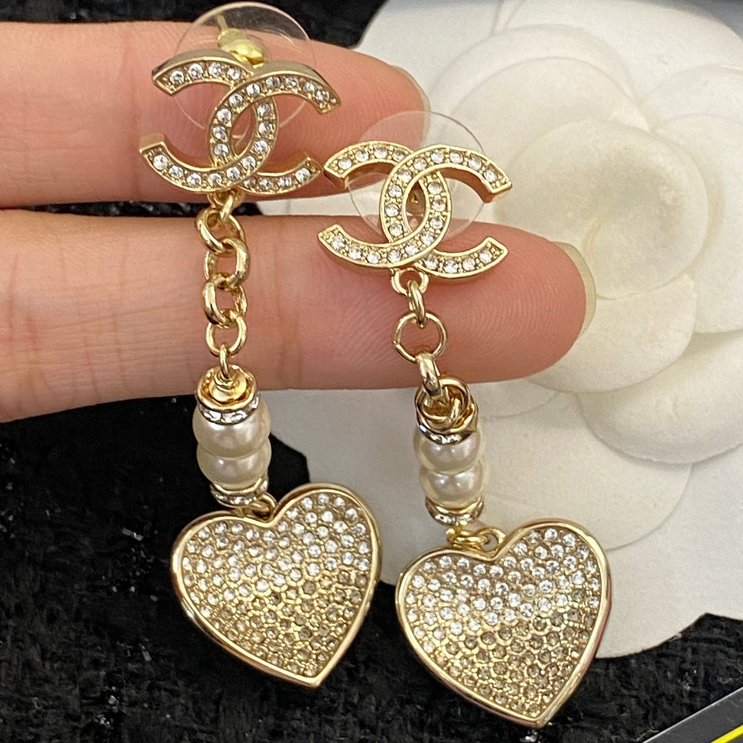 CHANEL Pearl Crystal Double-C Pendant Necklace