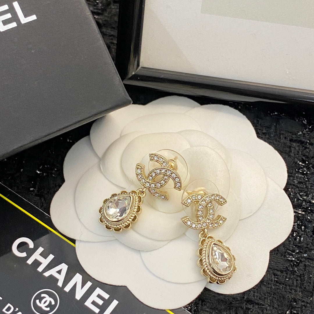 CHANEL Crystal Double-C Earrings