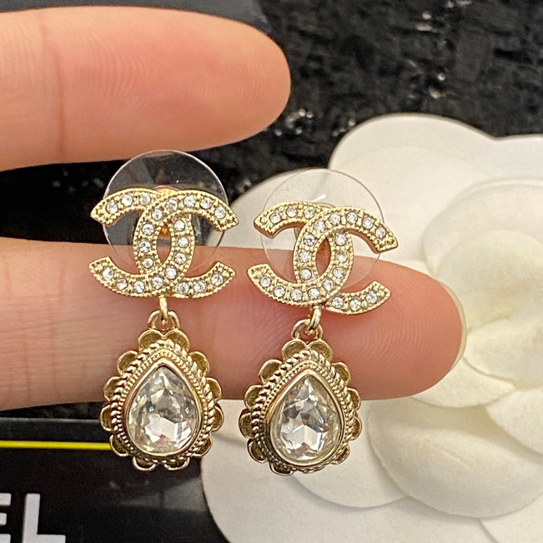 CHANEL Crystal Double-C Earrings