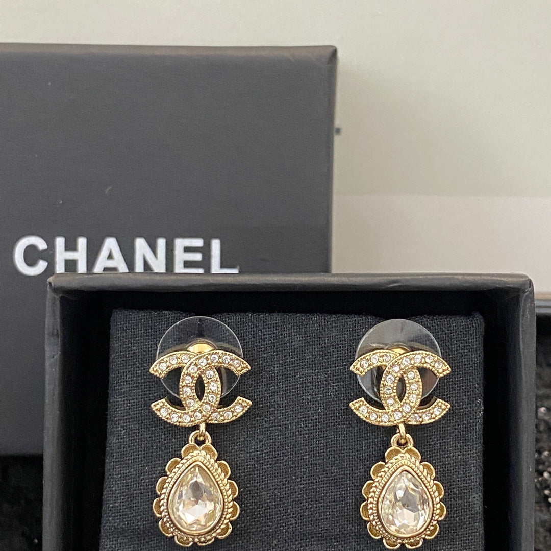 CHANEL Crystal Double-C Earrings
