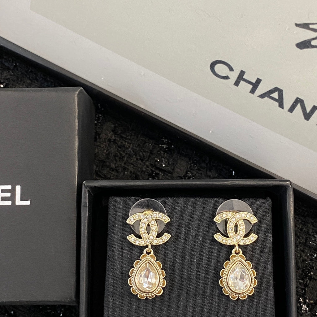 CHANEL Crystal Double-C Earrings
