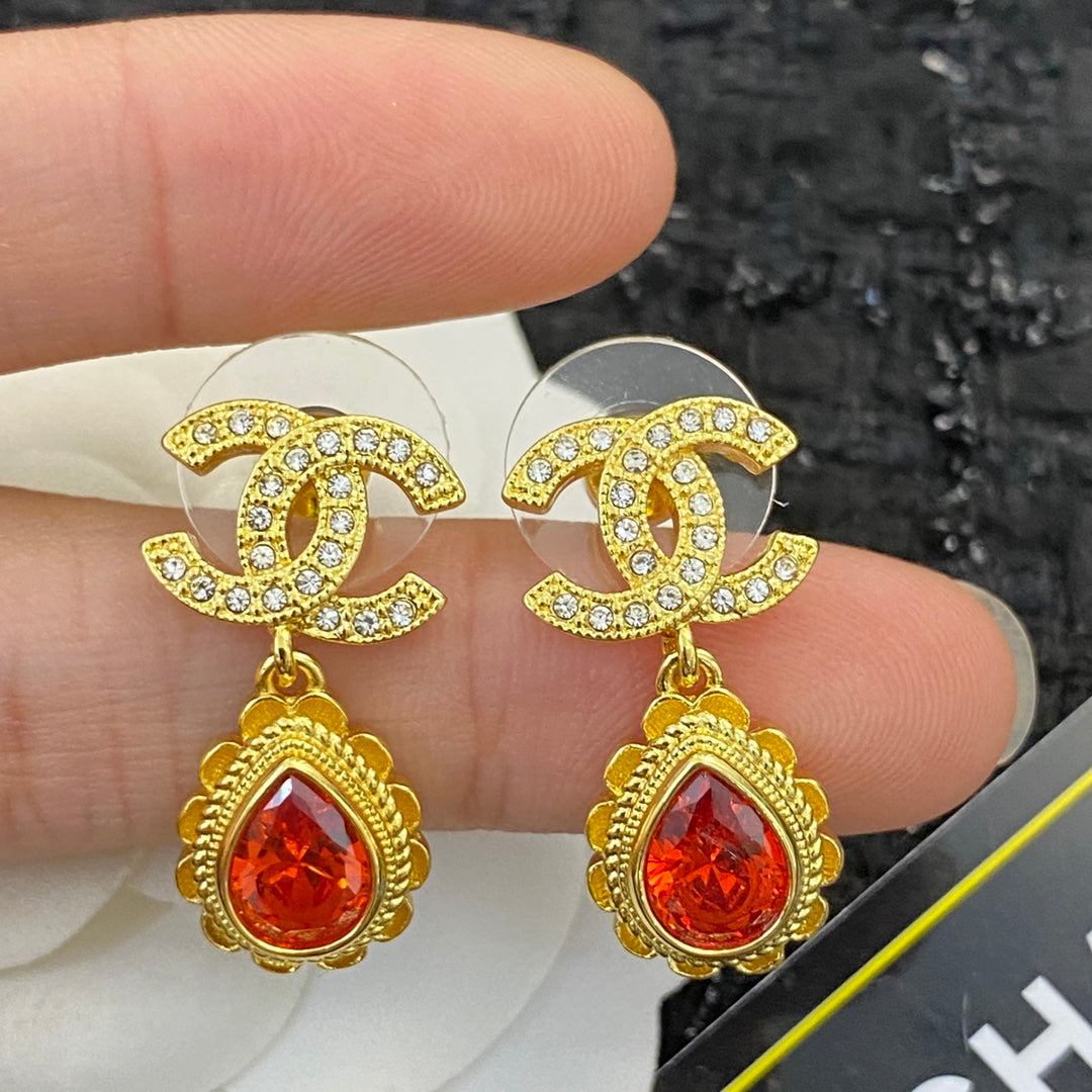 CHANEL Crystal Double-C Earrings