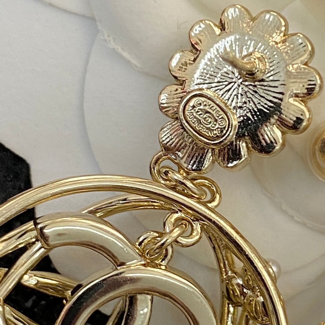 CHANEL Pearl Crystal Vintage Earrings