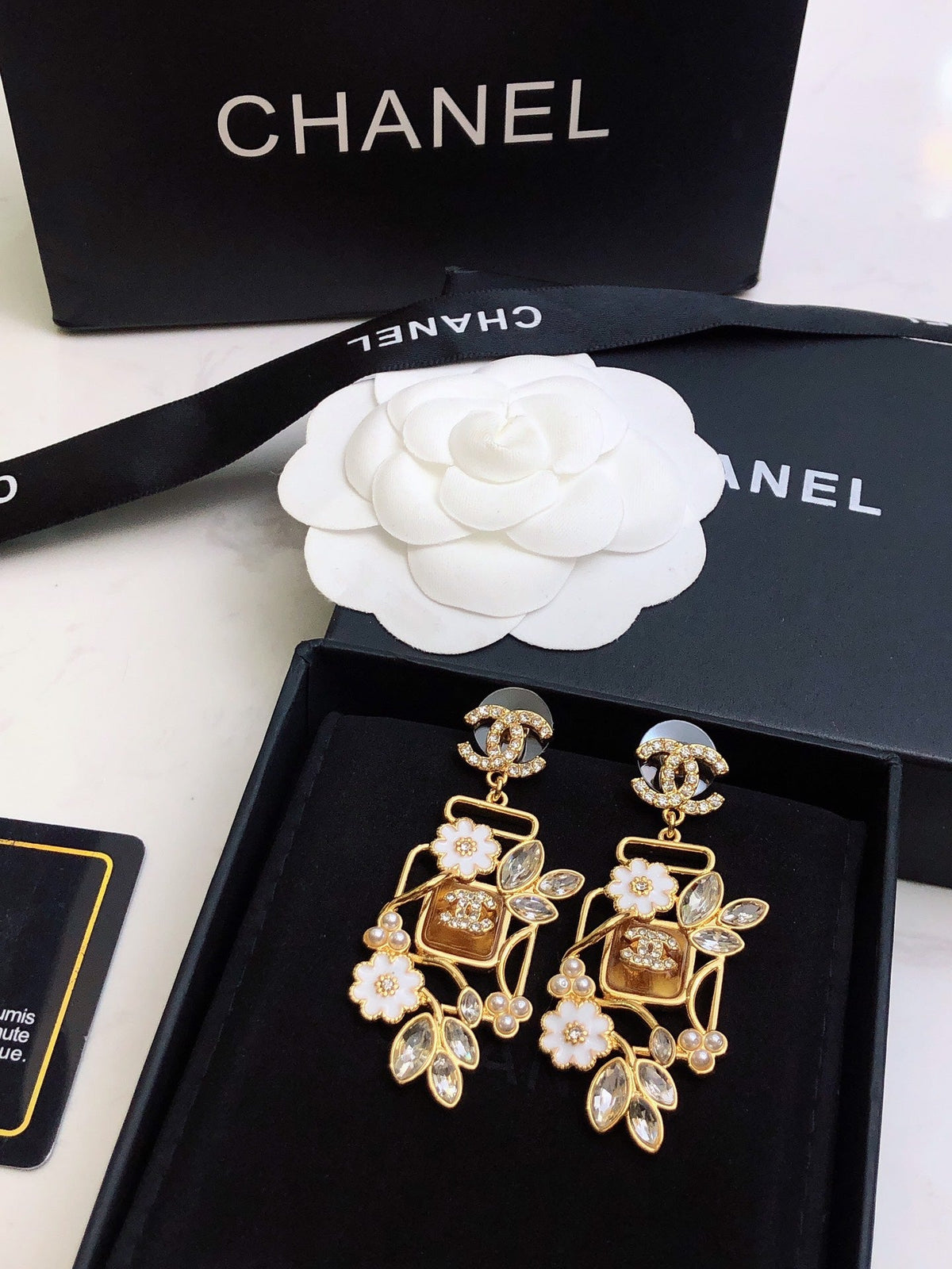 CHANEL Double-C Camellia Earrings