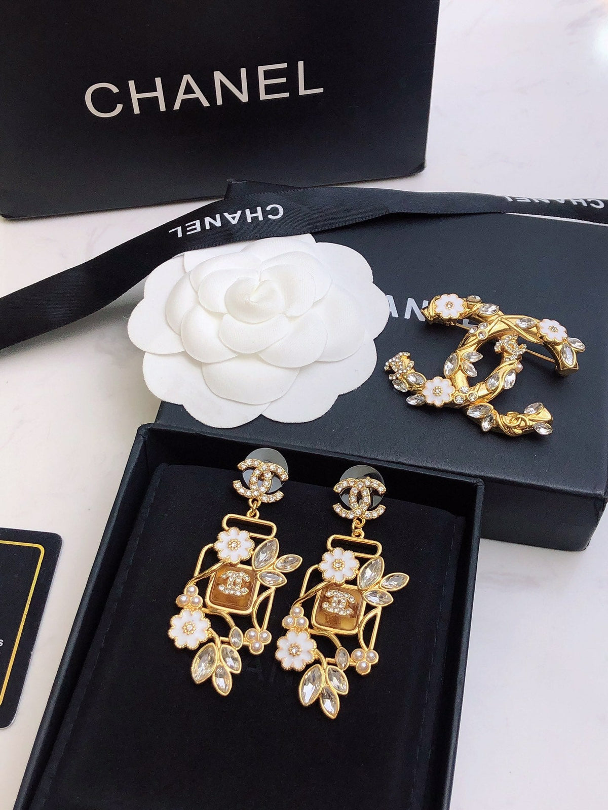 CHANEL Double-C Camellia Earrings