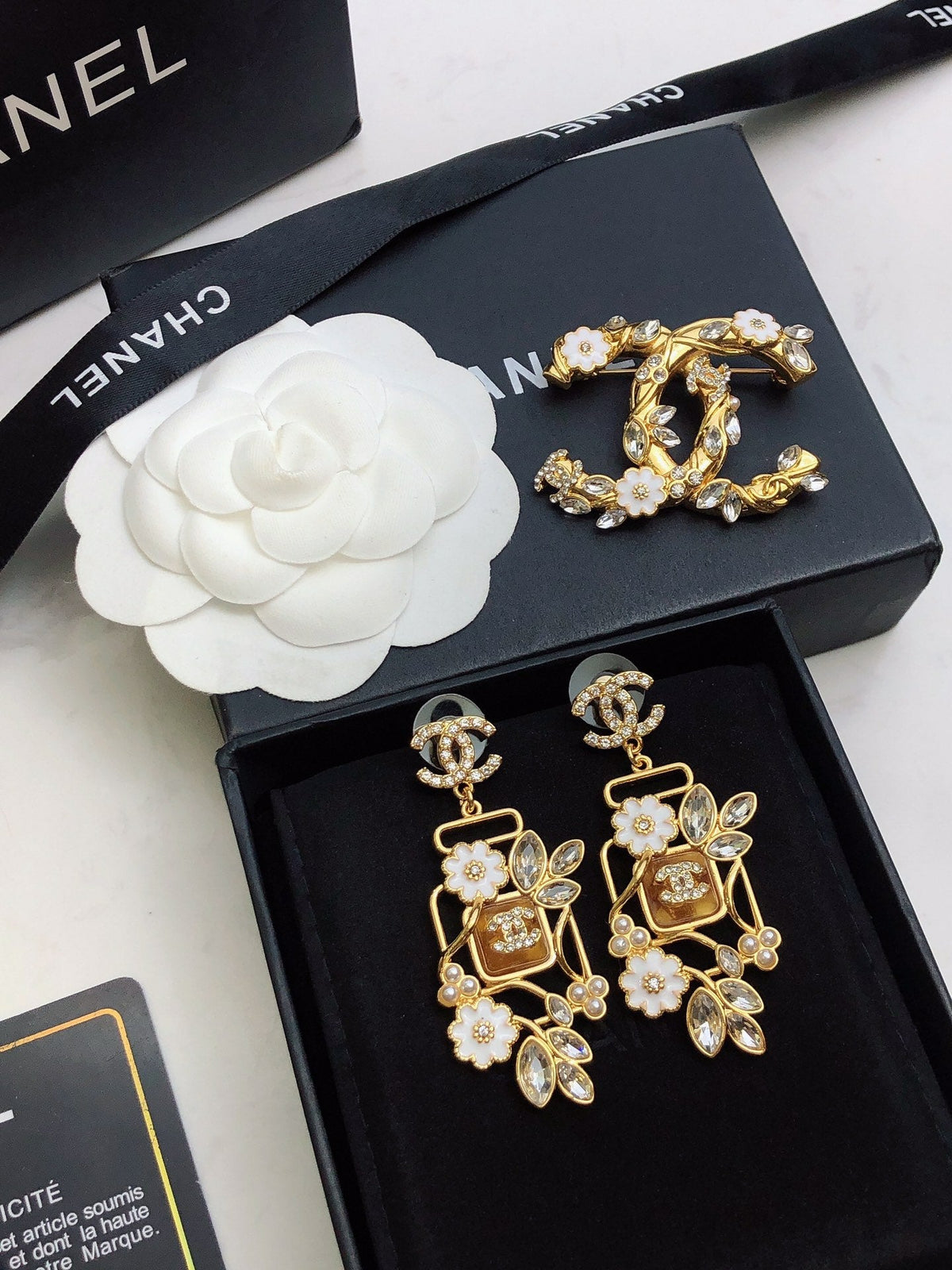 CHANEL Double-C Camellia Earrings