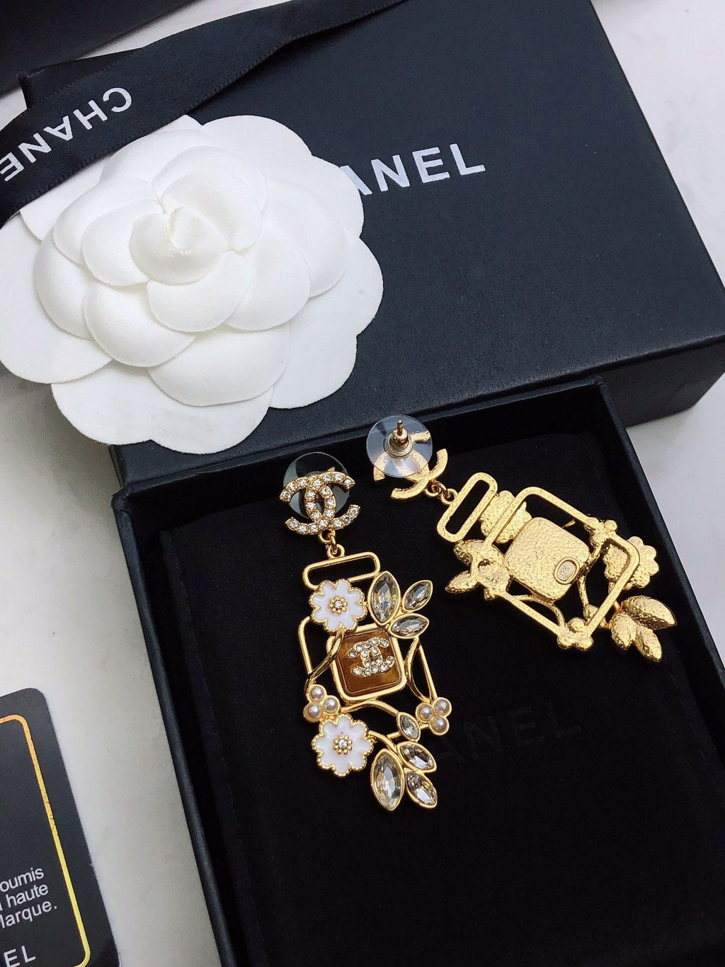 CHANEL Double-C Camellia Earrings