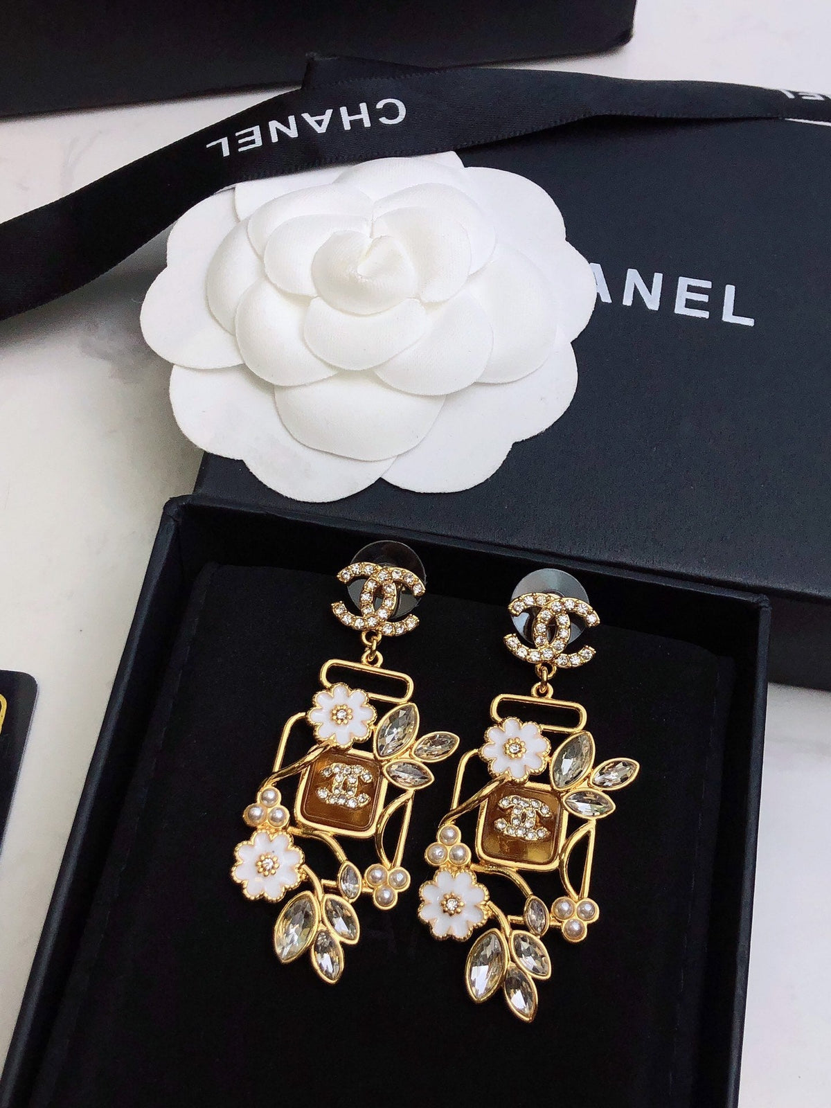 CHANEL Double-C Camellia Earrings
