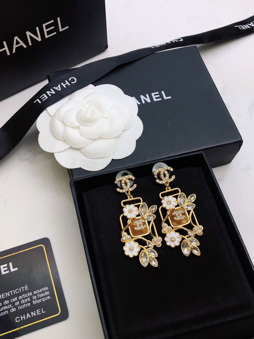 CHANEL Double-C Camellia Earrings