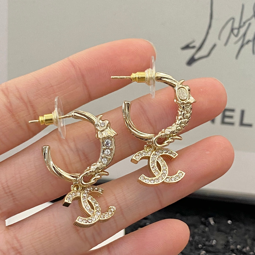 CHANEL P65 Crystal Double-C Earrings
