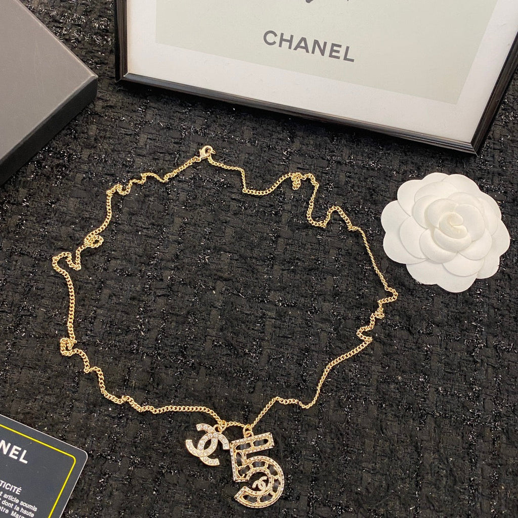 CHANEL Crystal Layered Long Necklace