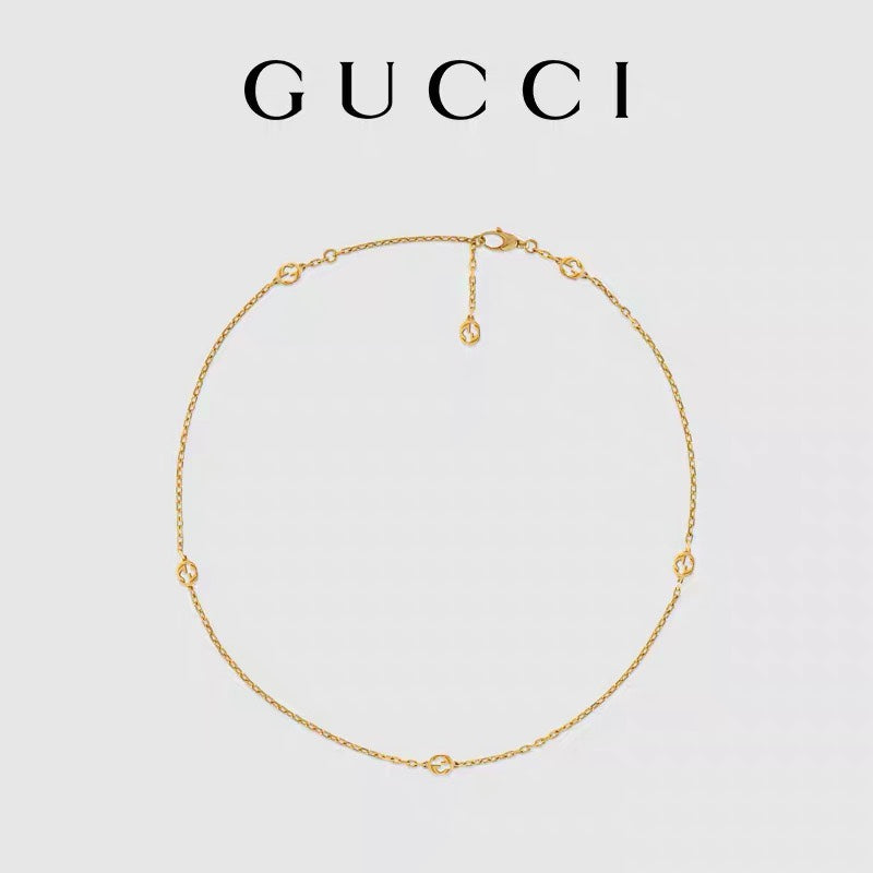 GUCCI 18K Gold Gold-Tone Interlocking-G Necklace