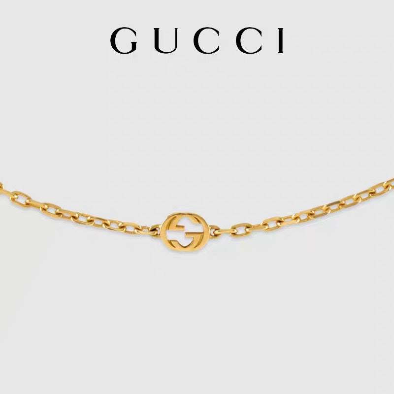 GUCCI 18K Gold Gold-Tone Interlocking-G Necklace