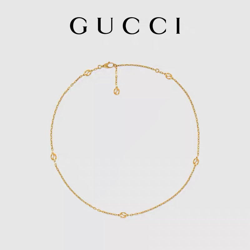 GUCCI 18K Gold Gold-Tone Interlocking-G Necklace