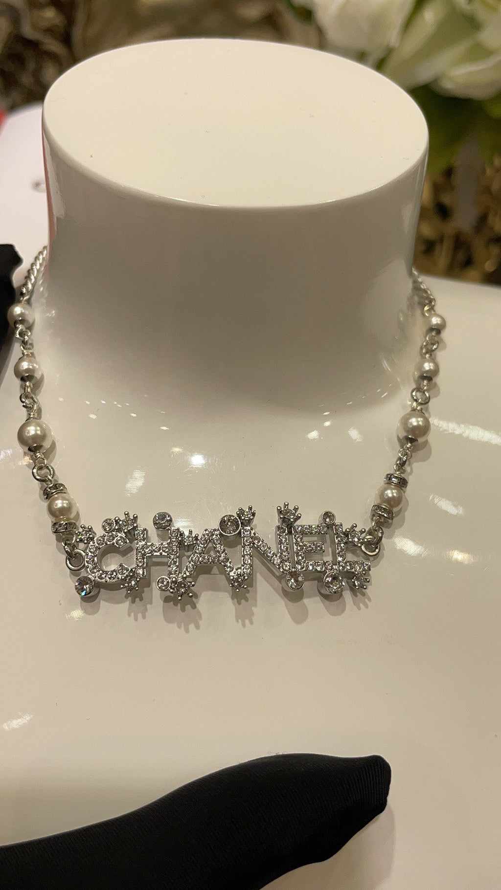 CHANEL Pearl Crystal Necklace