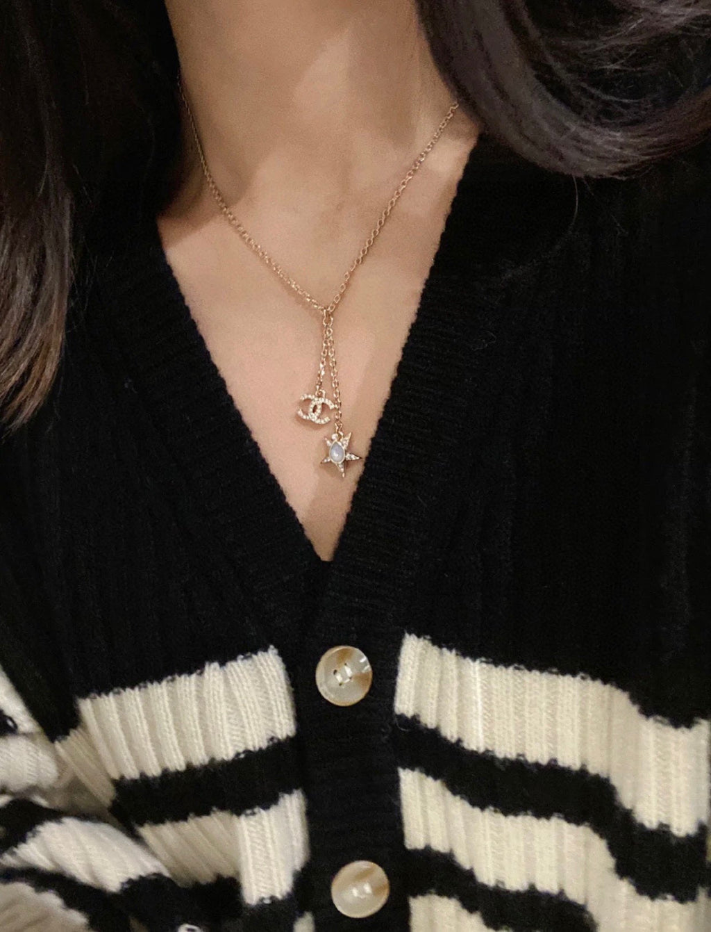 CHANEL P80 Crystal Double-C Necklace