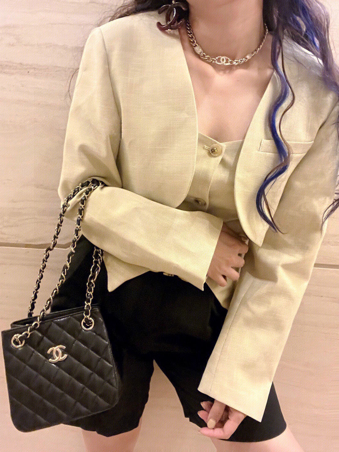 CHANEL P80 Crystal Double-C Choker Necklace