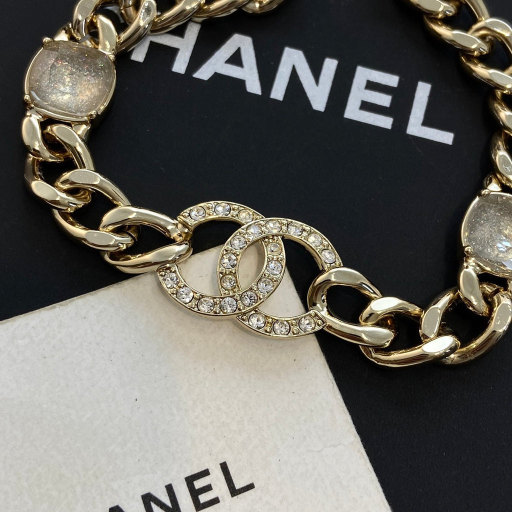 CHANEL P80 Crystal Double-C Choker Necklace