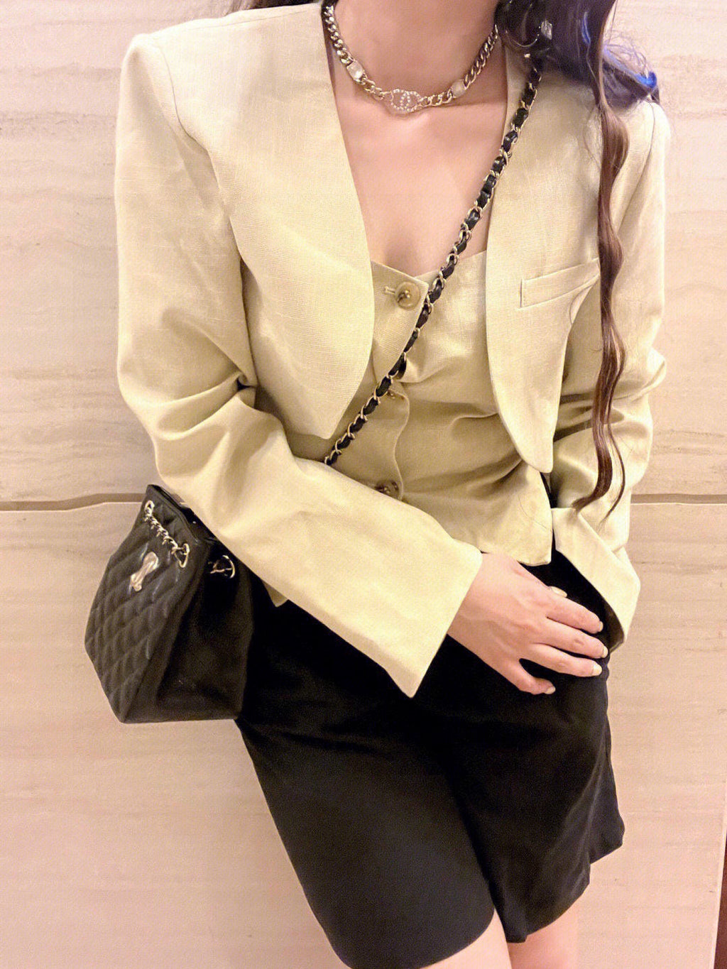 CHANEL P80 Crystal Double-C Choker Necklace