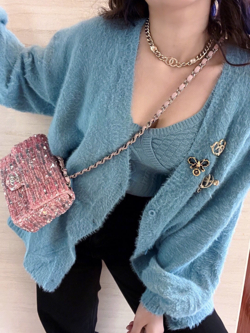CHANEL P80 Crystal Double-C Choker Necklace