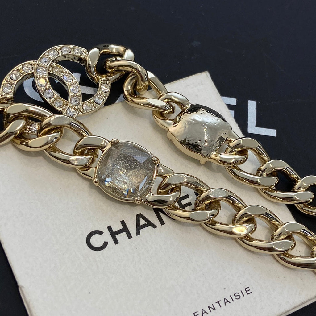 CHANEL P80 Crystal Double-C Choker Necklace