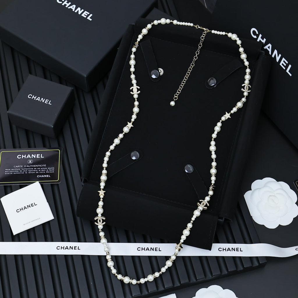 CHANEL Pearl Long Necklace