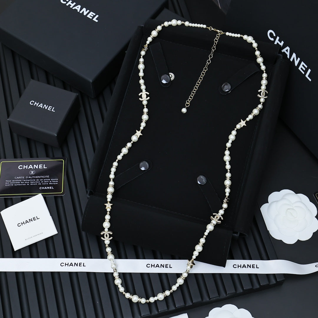 CHANEL Pearl Long Necklace