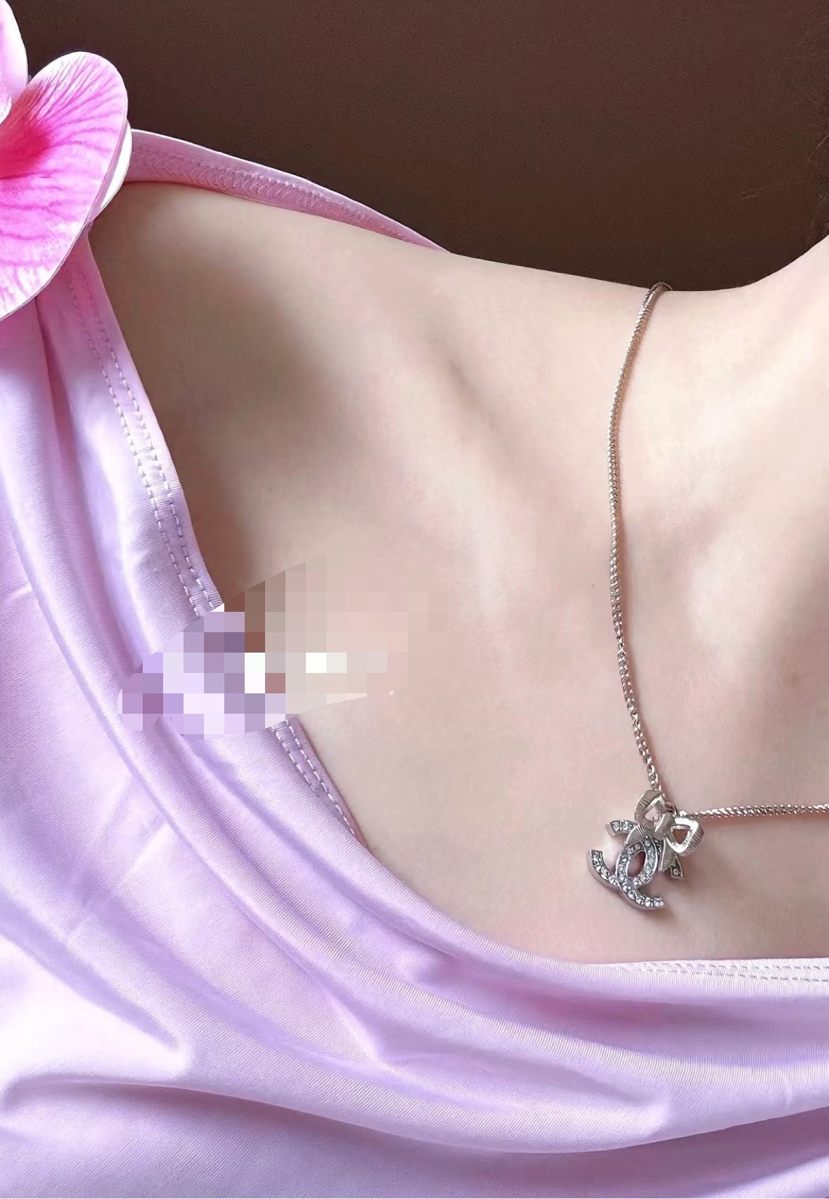 CHANEL Double-C Bow Necklace