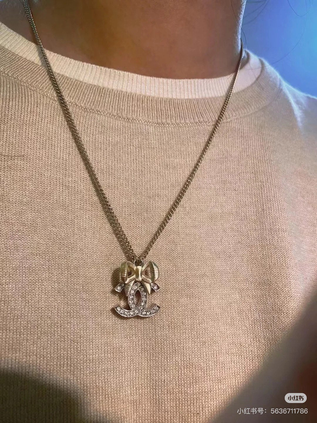 CHANEL Double-C Bow Necklace