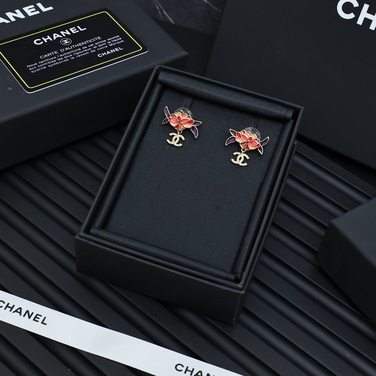 CHANEL Enamel Double-C Earrings