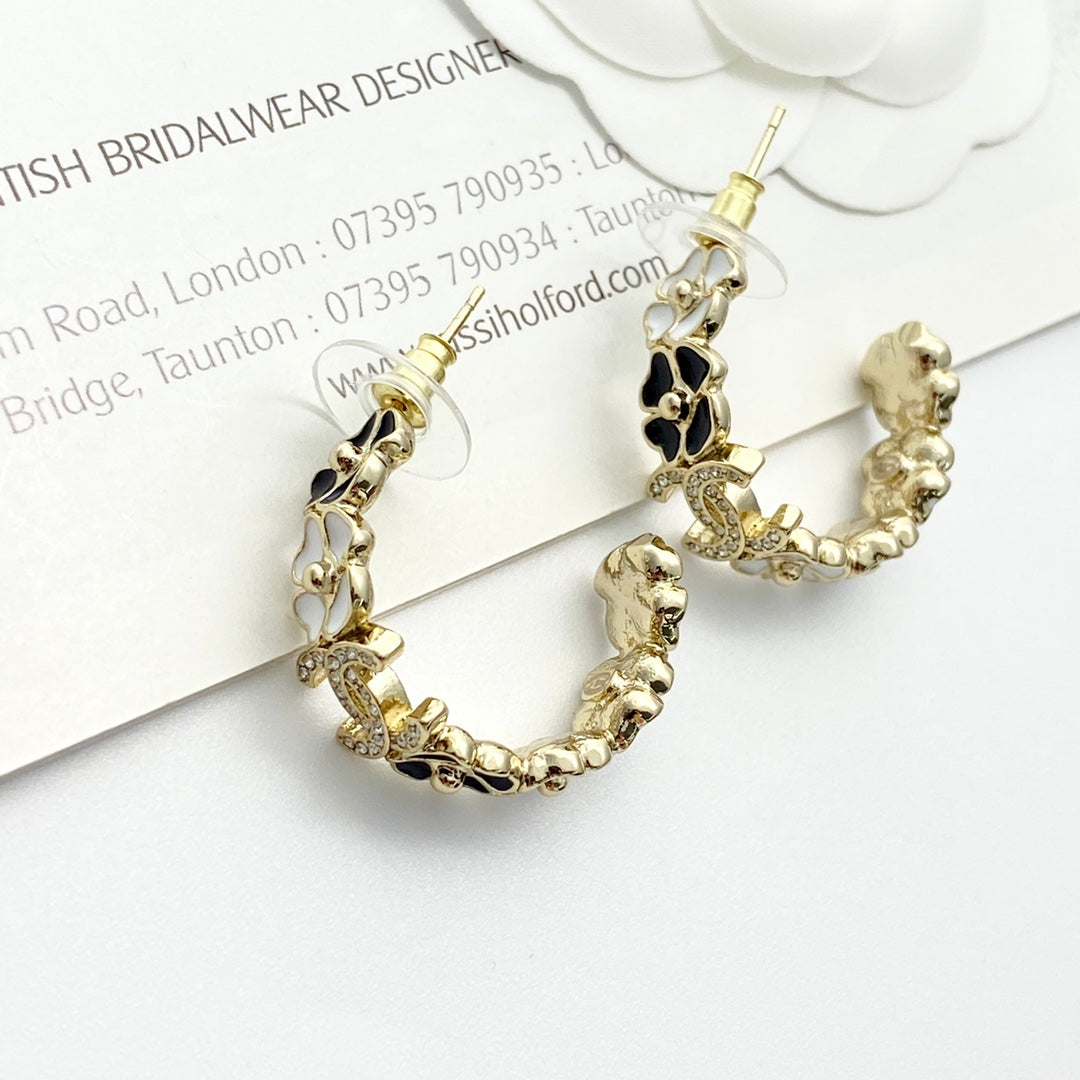 CHANEL P75 Crystal Enamel Double-C Earrings