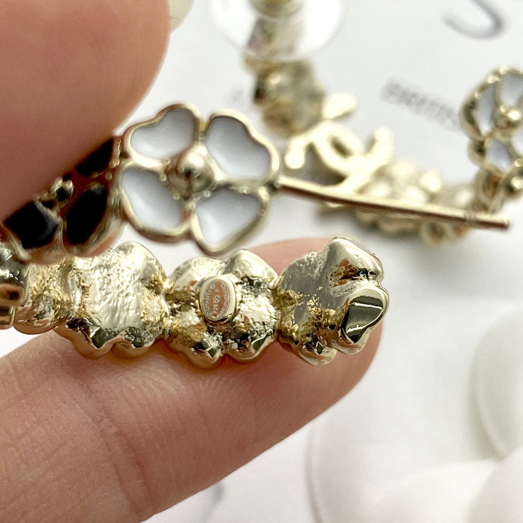 CHANEL P75 Crystal Enamel Double-C Earrings