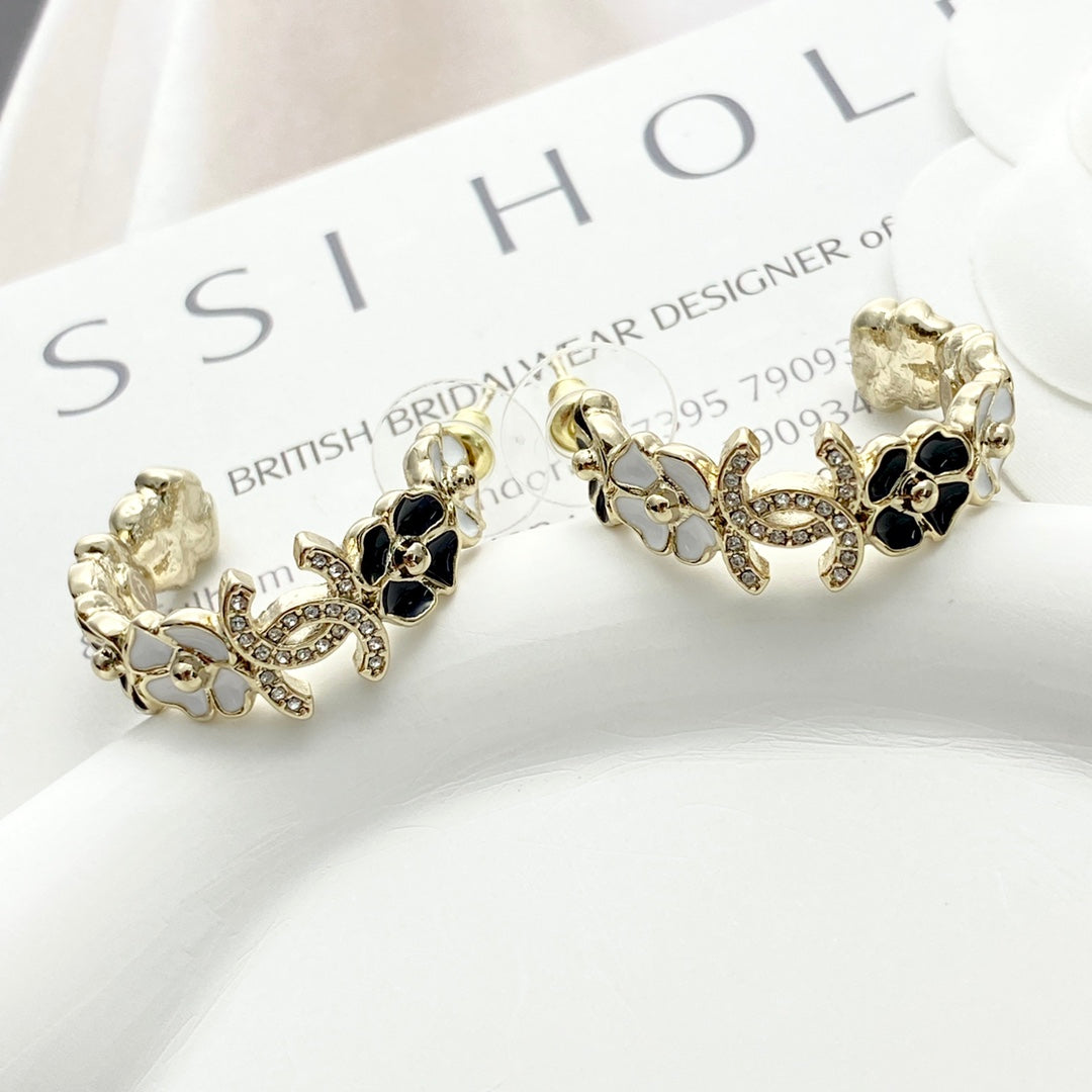 CHANEL P75 Crystal Enamel Double-C Earrings