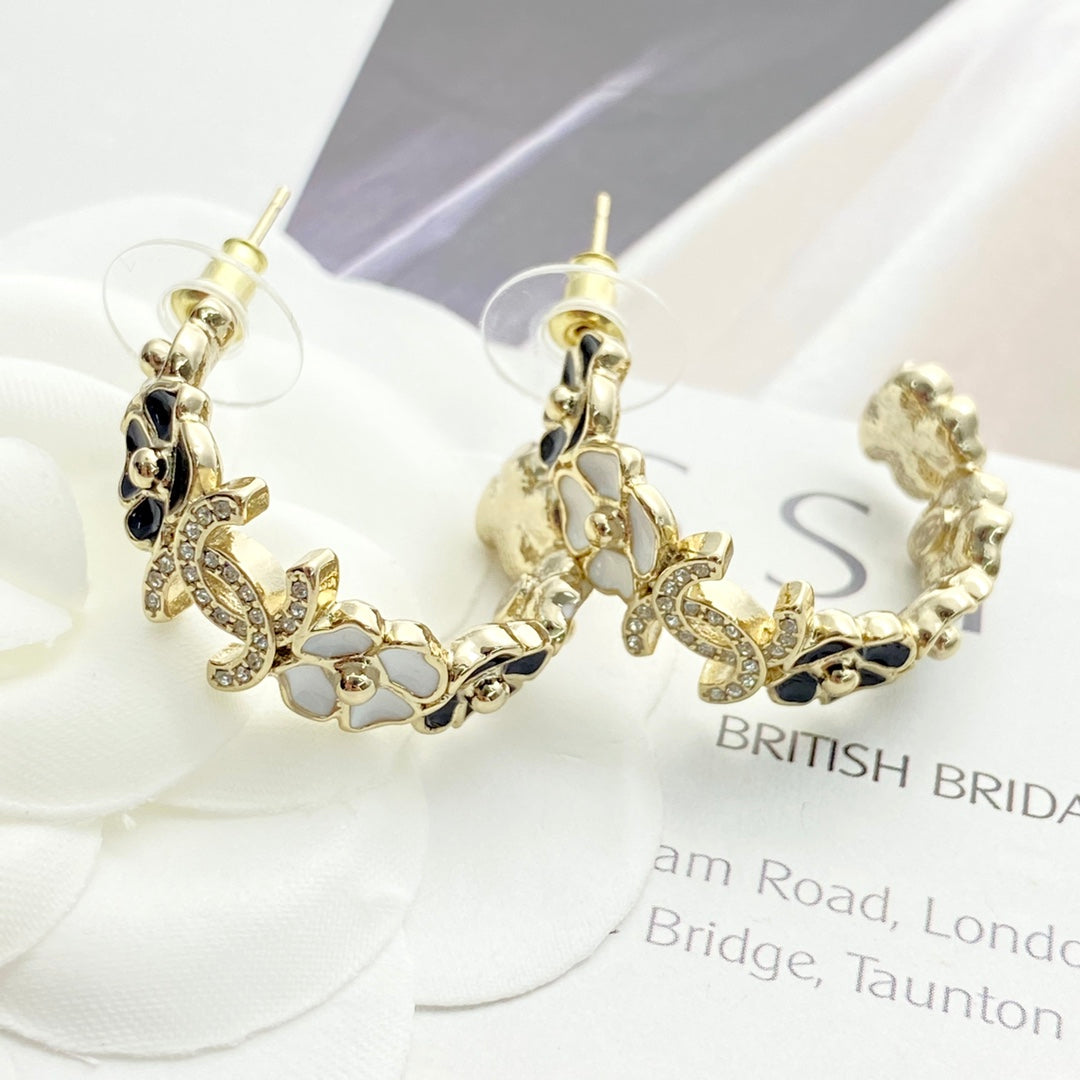 CHANEL P75 Crystal Enamel Double-C Earrings