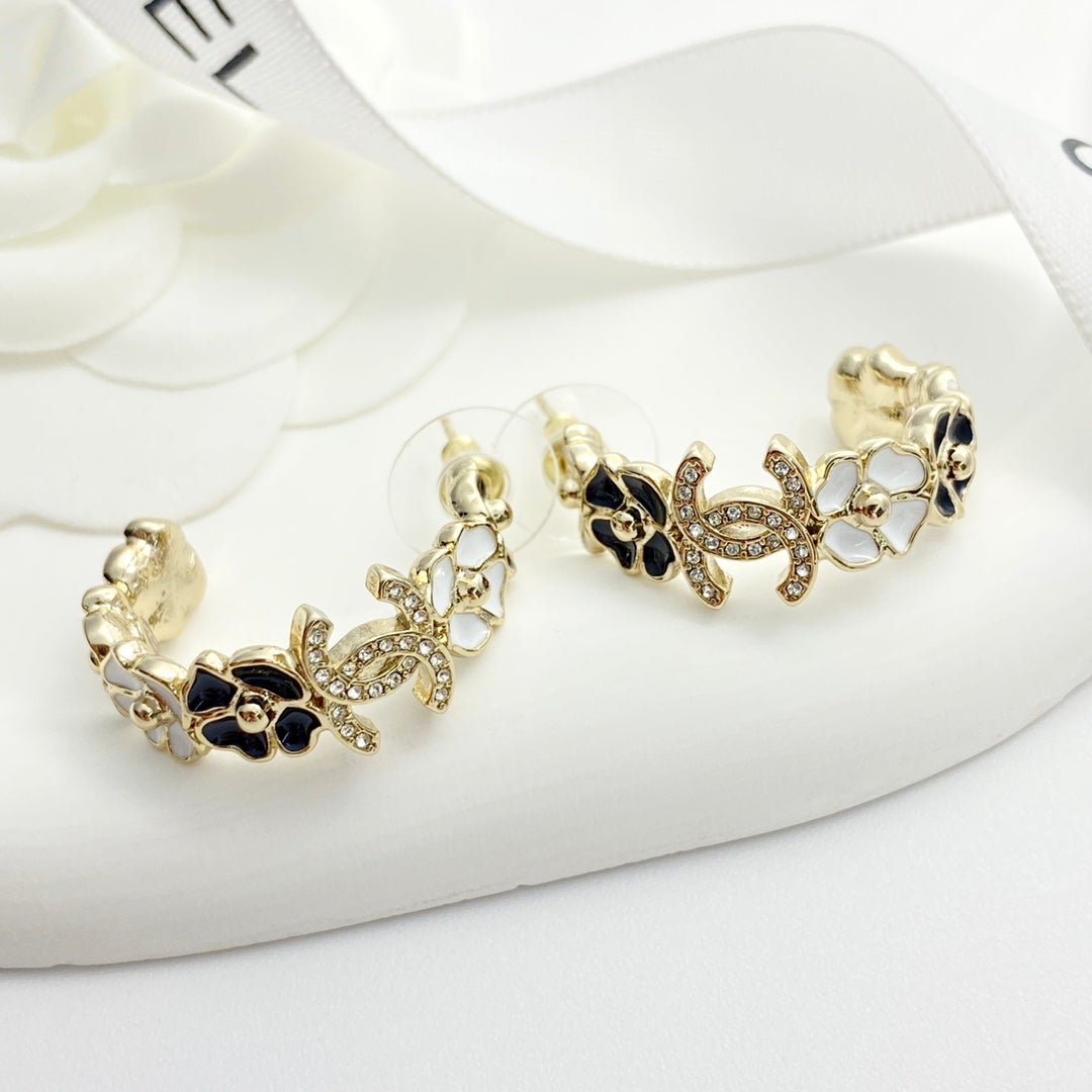 CHANEL P75 Crystal Enamel Double-C Earrings